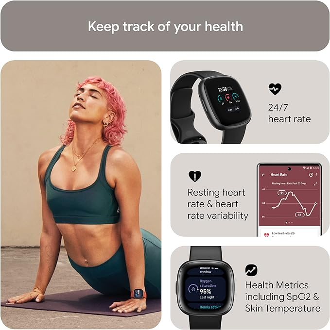 Fitbit Versa 4 Fitness Smartwatch with Daily Readiness, GPS, 24/7 Heart Rate, 40+ Exercise Modes, Sleep Tracking and more Smart Watch StyleGuru 